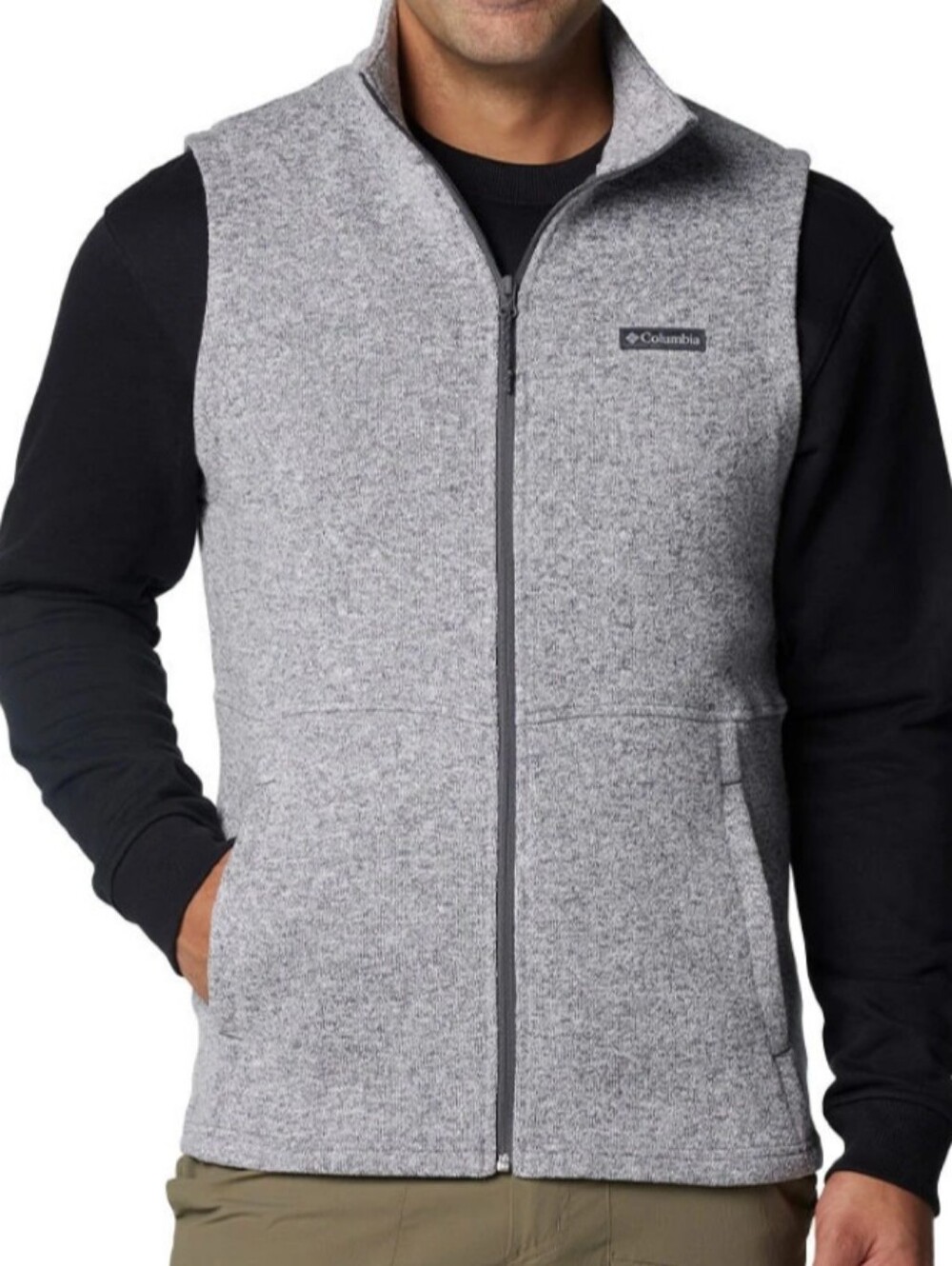 NEW Columbia Light Gray Full-Zip Fleece Vest
